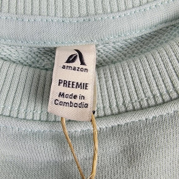 Amazon Unisex Baby Crewneck Sweatshirt Light Blue Preemie - Picture 10 of 15